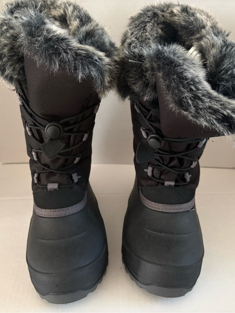 Kamik Black Winter Boots with Gray Faux-Fur Trim
